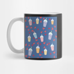 Boba Tea Inspired,Colorful Boba Bubble Tea blue Pattern Mug